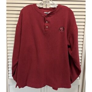 The Edge San Francisco 49ers Thermal Sweatshirt Top Size XL NFL Buttons Red/Gold